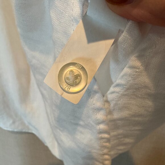 Banana Republic 100% Linen Short Sleeve Button Up Tall Large White Camden Fit - Picture 7 of 8